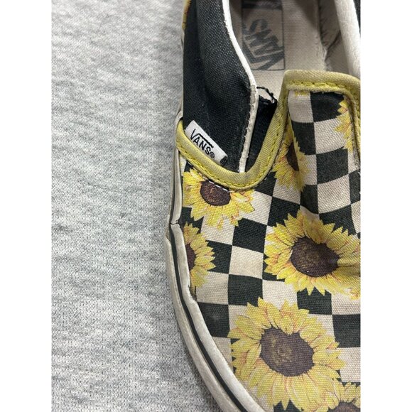 Vans Sunflower Slip-on Shoes Kids Size 2.5 Round Toe Causal Black - Picture 2 of 7